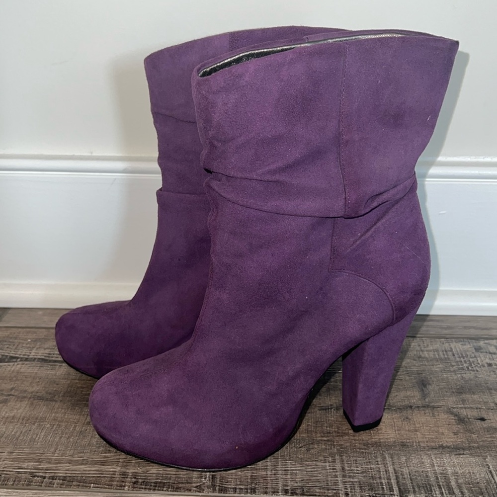Purple suede boots